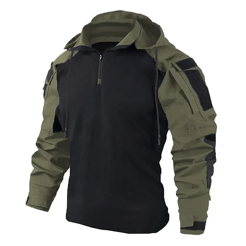 AUKUPKEECN Outdoor Camo Tactical Hooded Shirt for Men