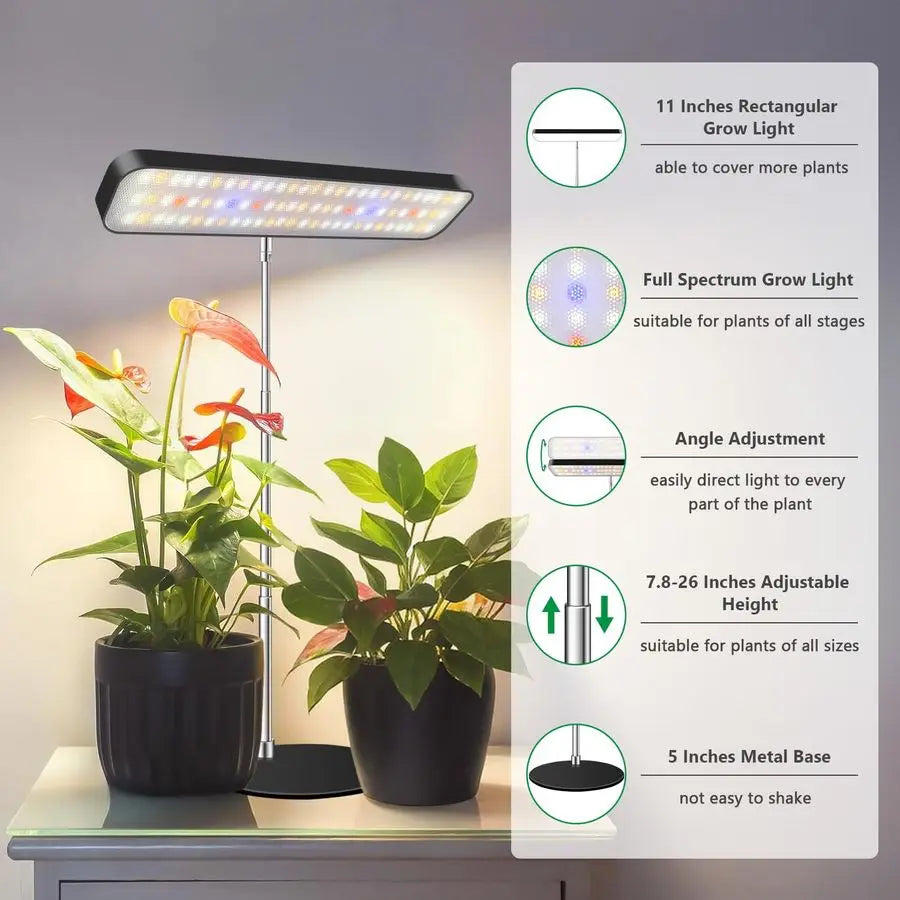 Desk Plant Light Adjustable Full Spectrum LED Grow Lamp
