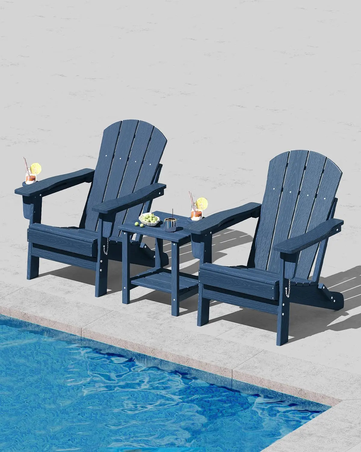 HiMISS All-Weather Folding Adirondack Chair With Cup Holder