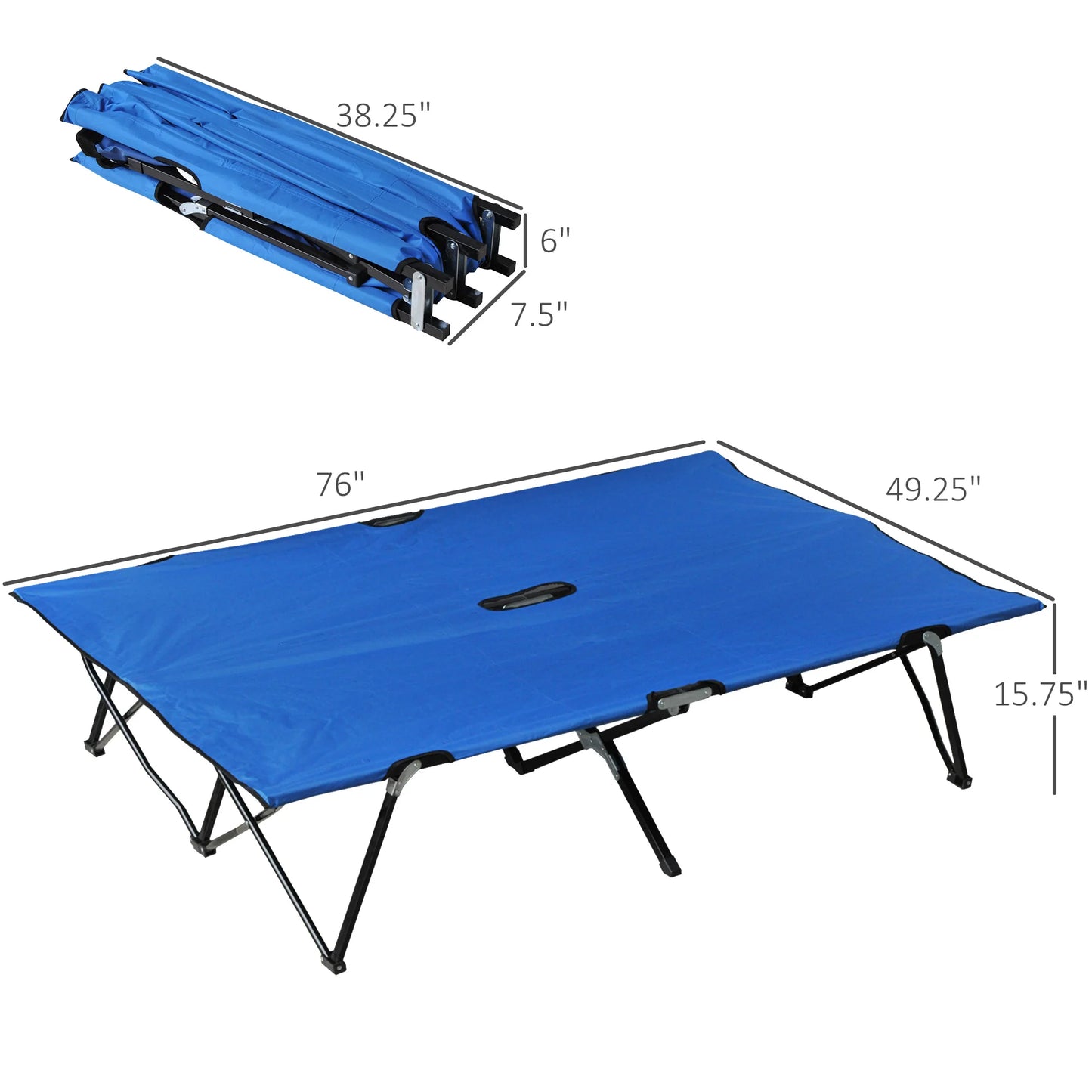 Outsunny Outdoor Double Camping Cot Foldable Bed With Carry Bag