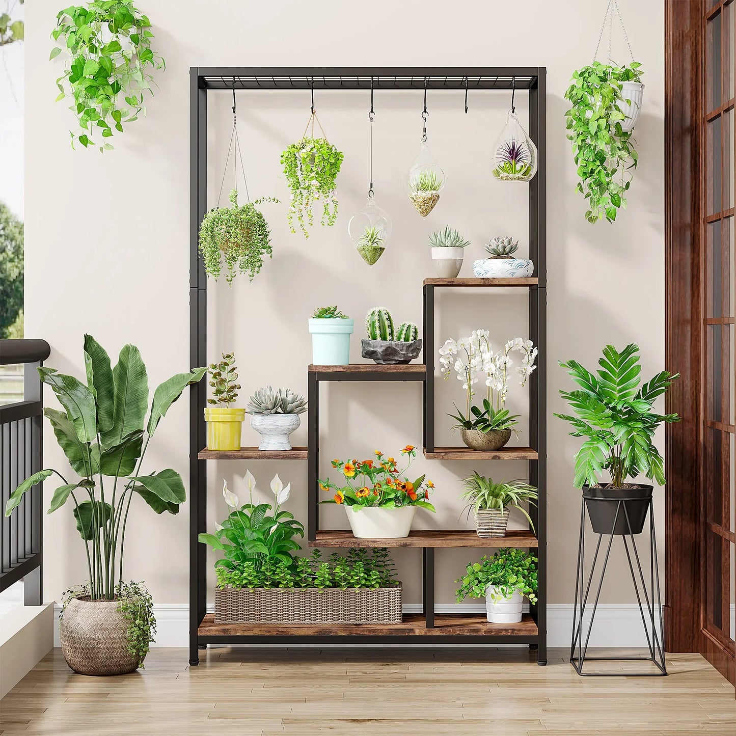 Tribesigns Five Tier Tall Indoor Plant Stand With Hooks