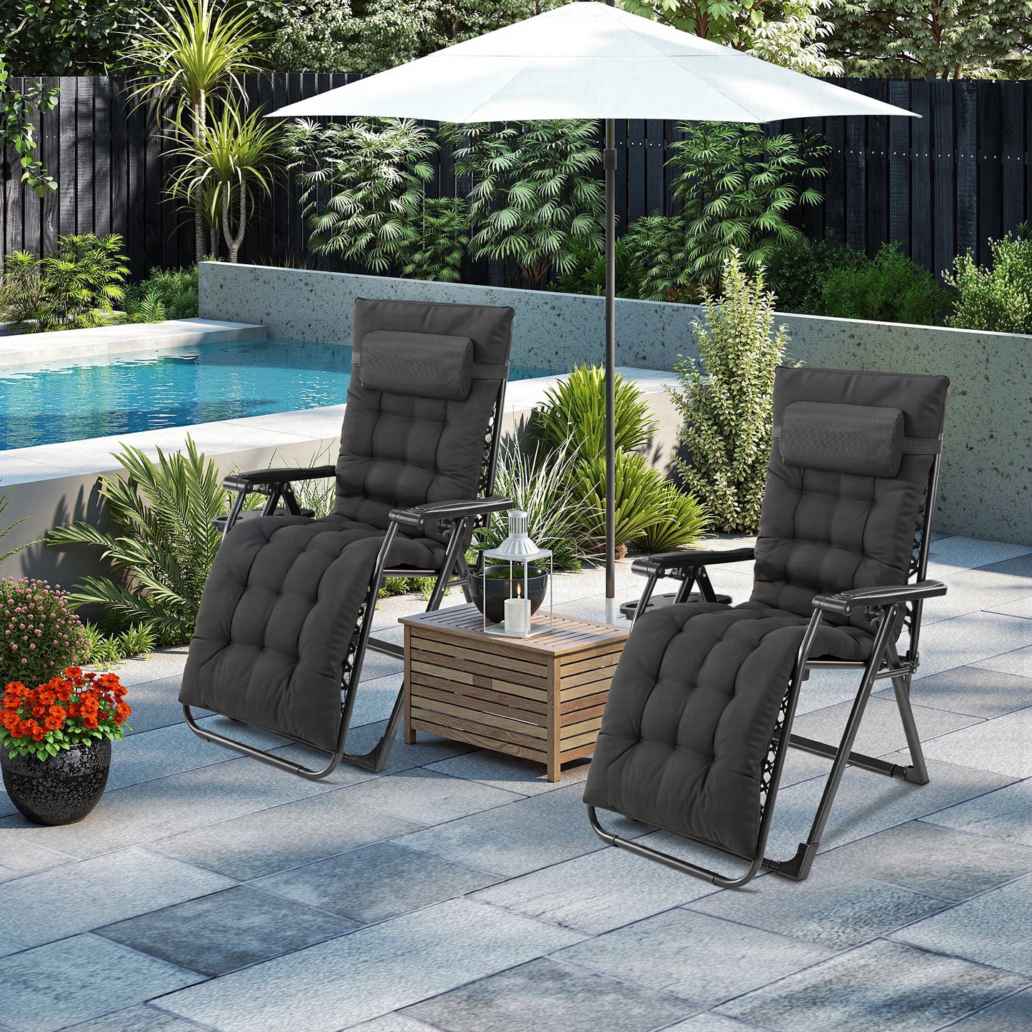JHK Portable Zero Gravity Recliner Chairs With Cup Holder Trays