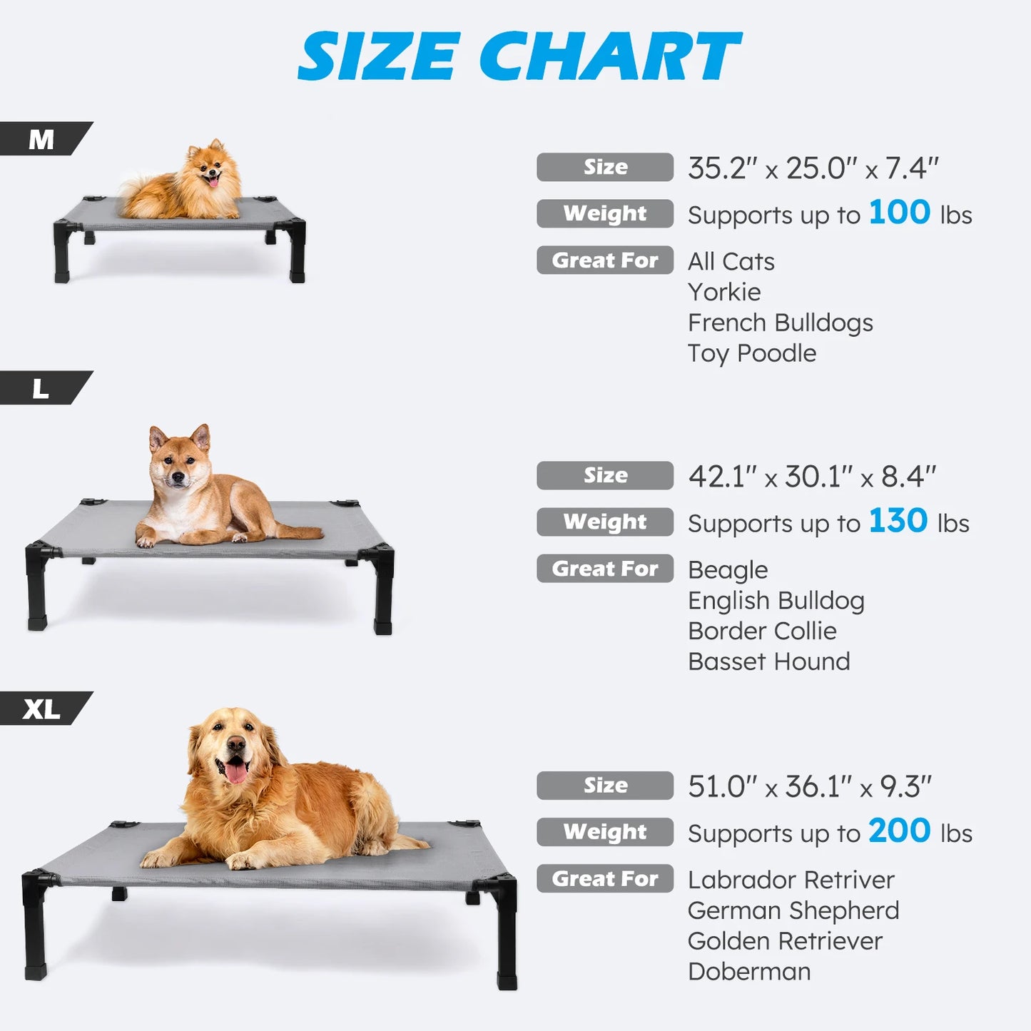 Elevated Cooling Dog Bed With Chewproof Mesh Metal Frame
