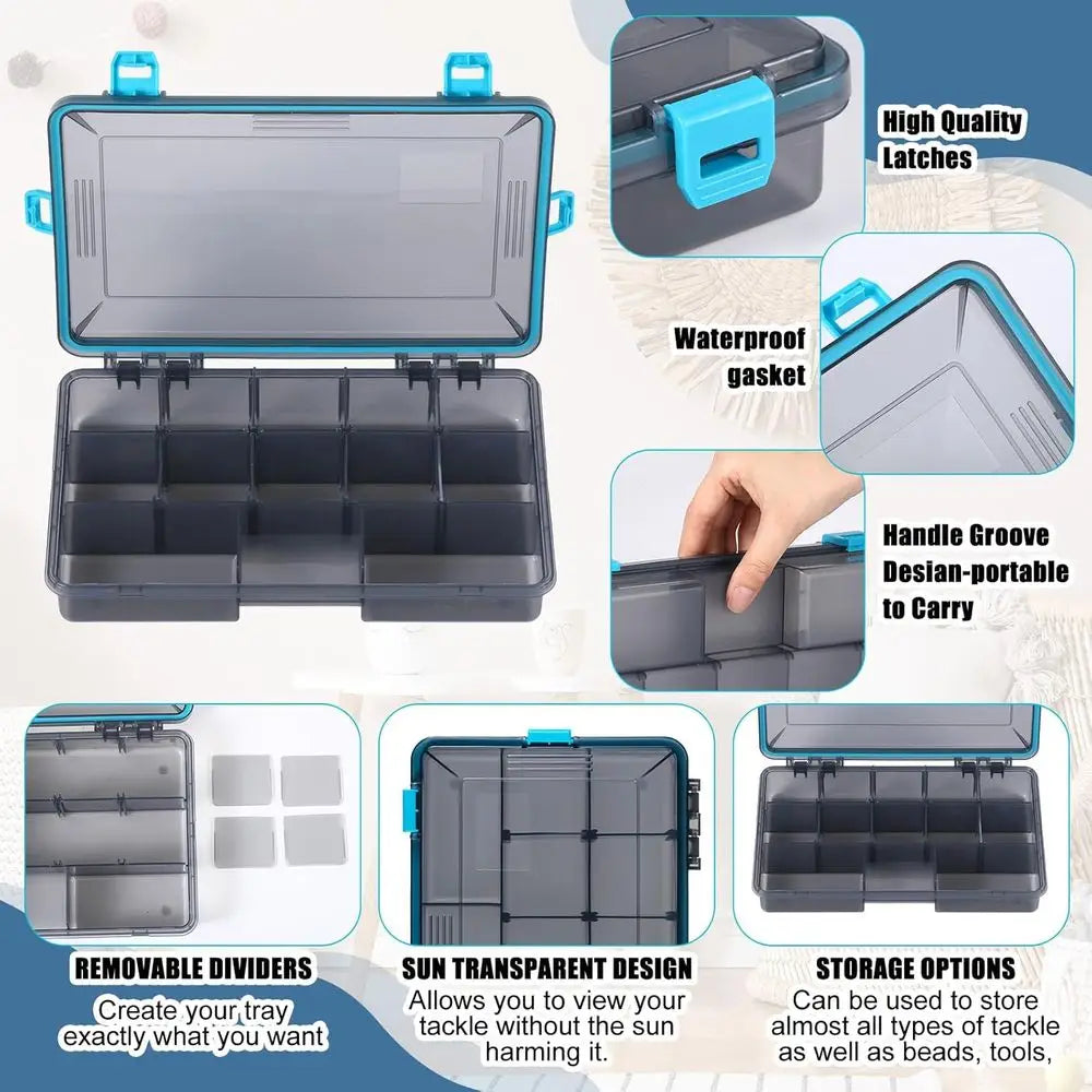 Waterproof Tackle Boxes With 3600 And 3700 Removable Dividers