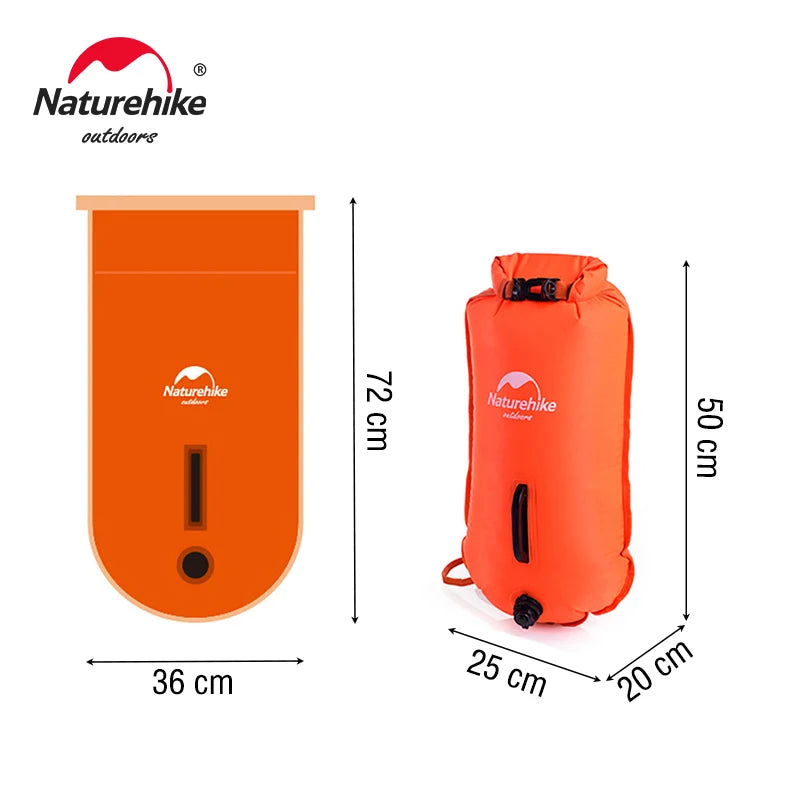 Inflatable Swimming Buoy Dry Bag 28L Waterproof Flotation Dual Airbags