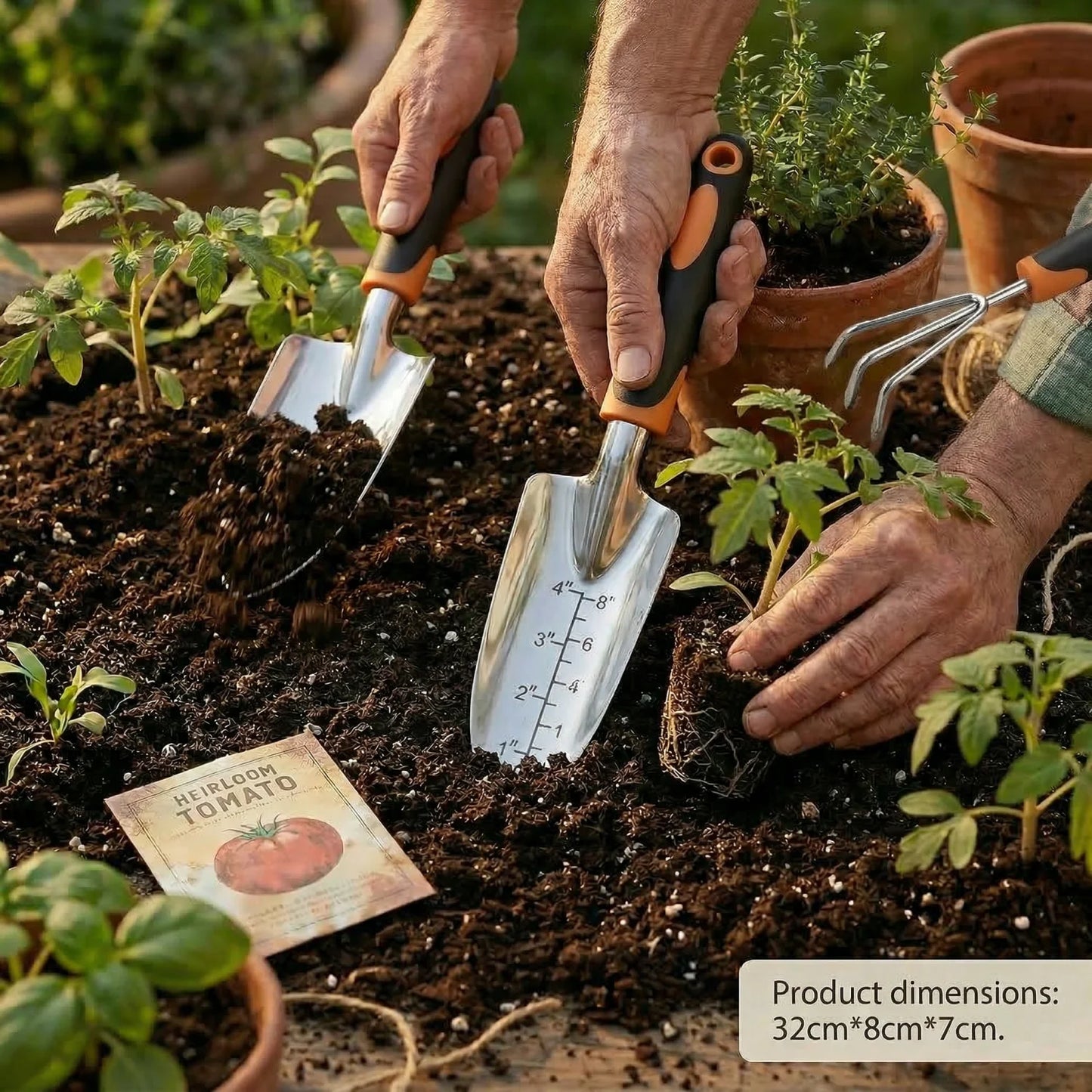 Stainless Steel Gardening Tools Set Three Piece With Ergonomic Handles