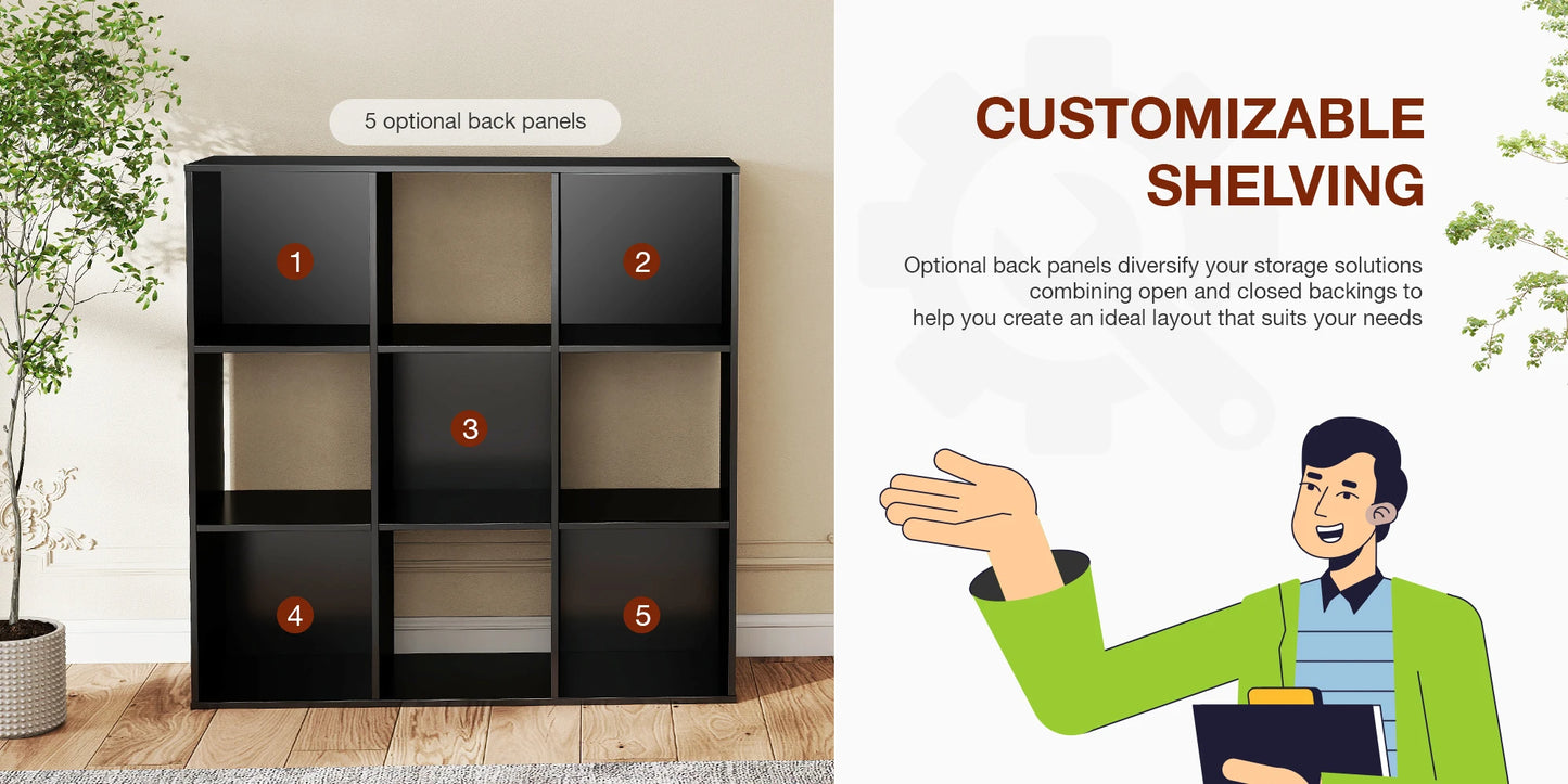 JHK 9 Cube Storage Organizer Wood Shelf Bookcase Living Room