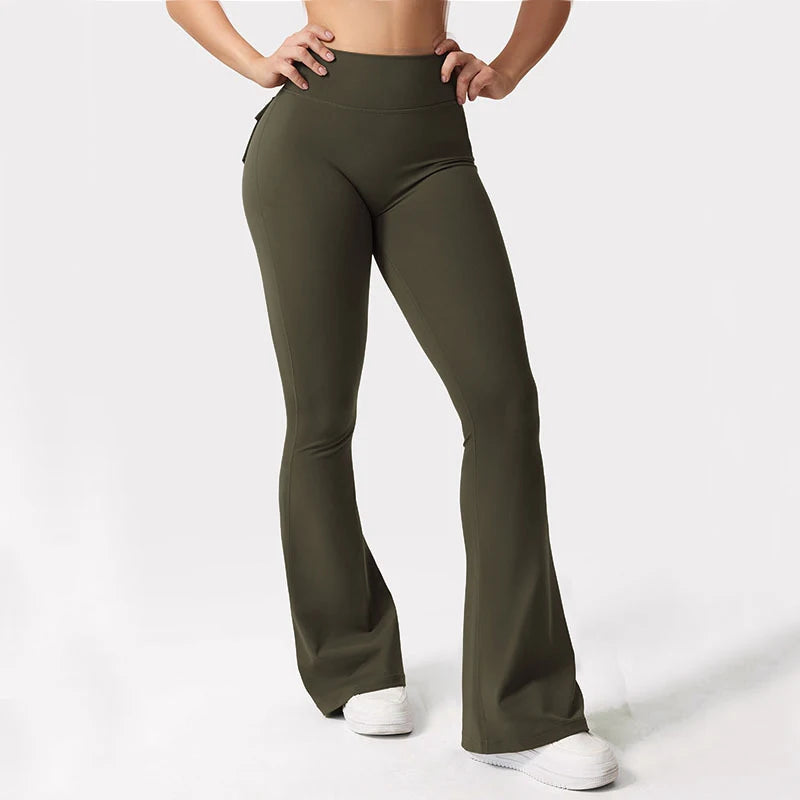 Summer Women's Cargo Pocket Fitness Tights High Waist Yoga Pants