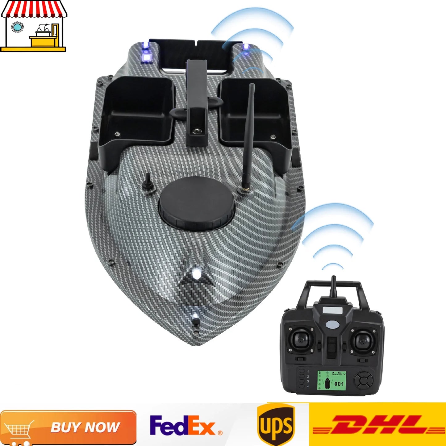 GPS Fishing Bait Boat With 2 Batteries And 16 Positioning