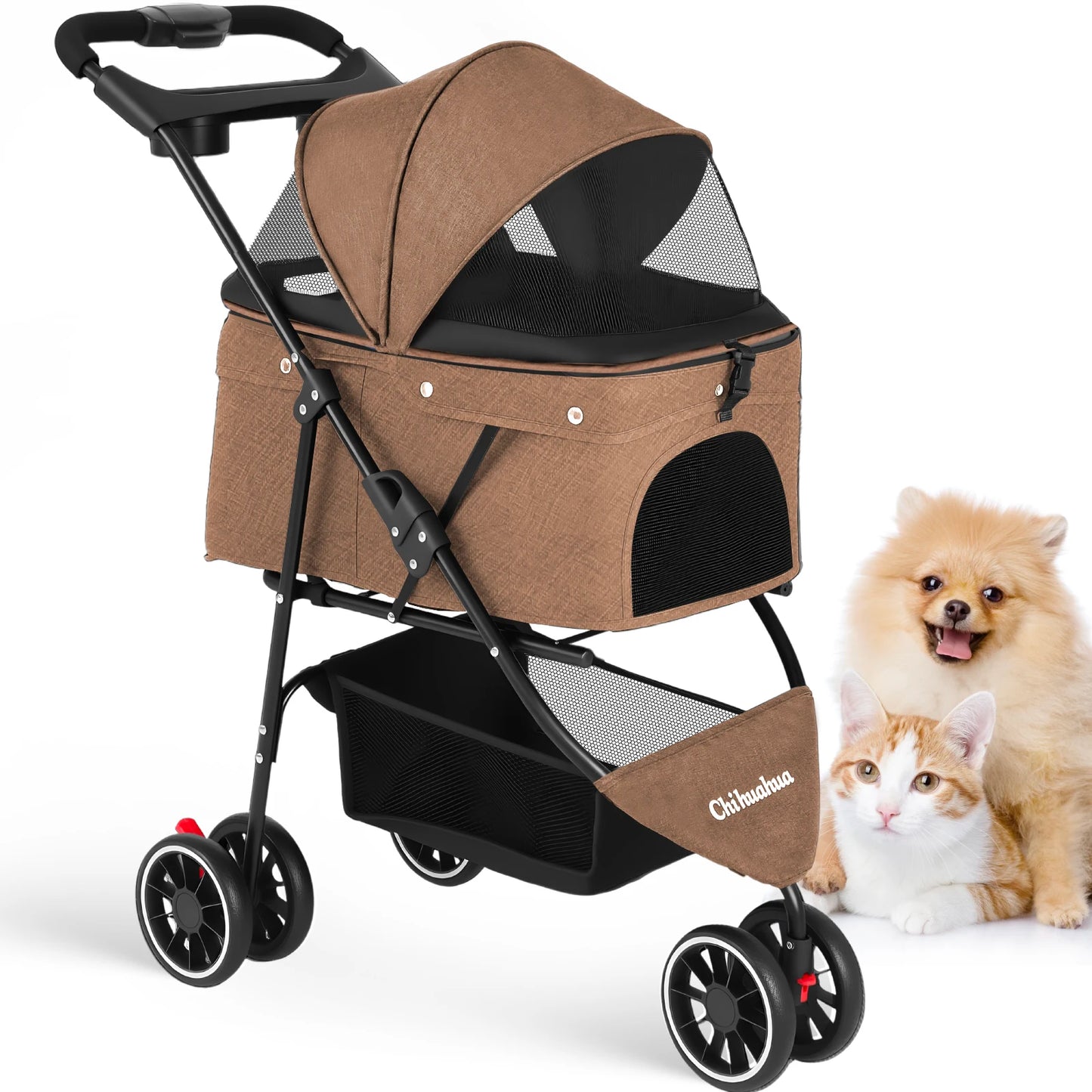 Chihuahua Pet Stroller for Dogs and Cats Portable Foldable Carrier