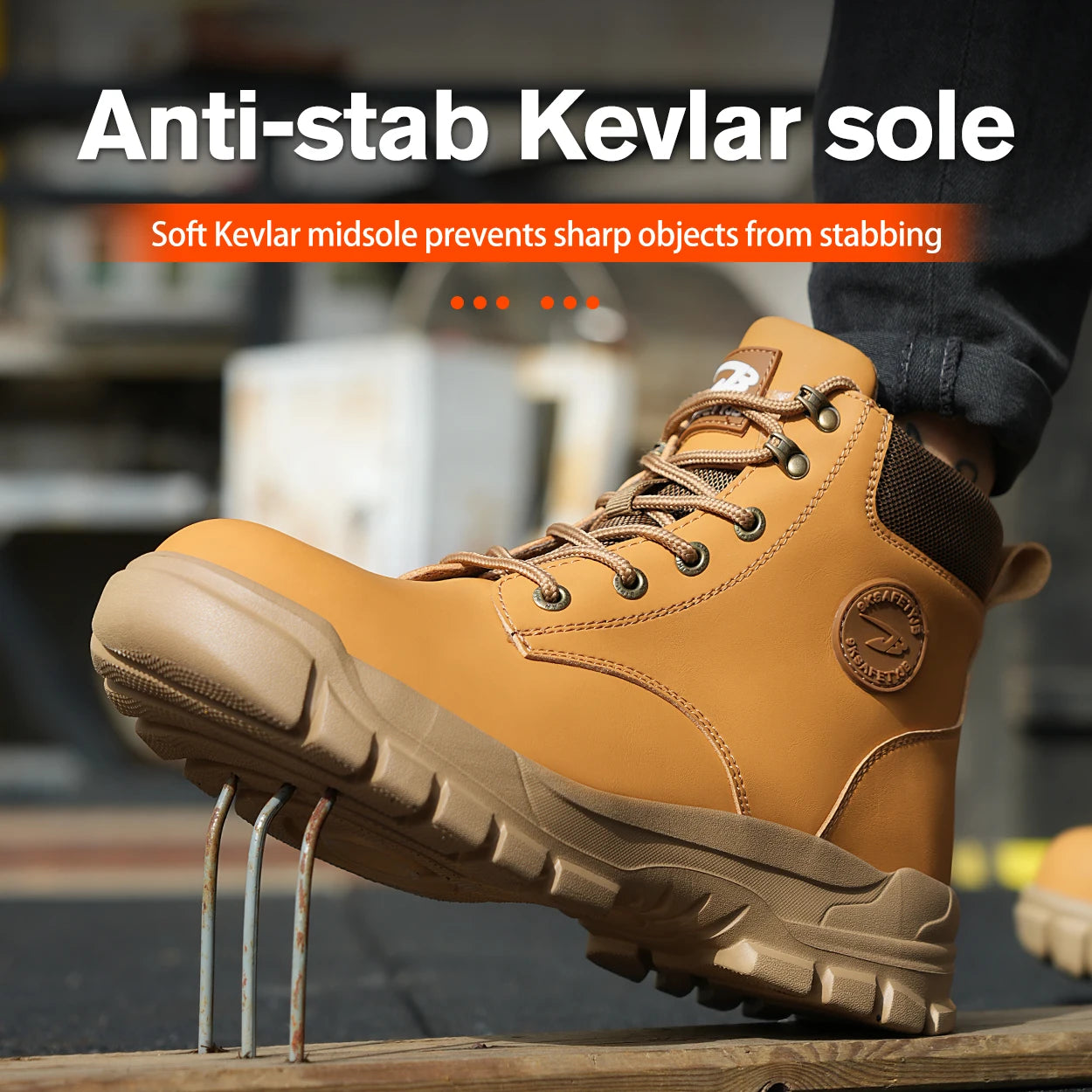 High-Top PU Safety Shoes For Men Anti-Smash Anti-Puncture Breathable