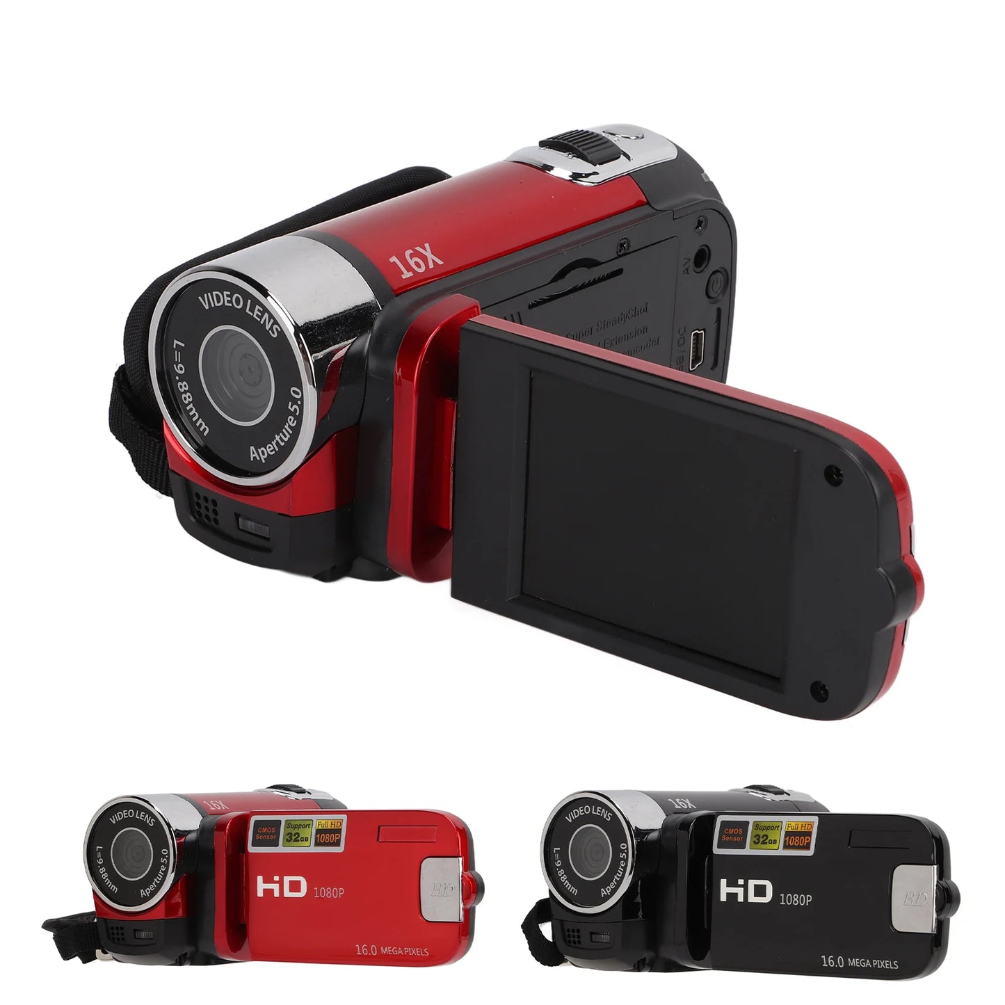Arealer Video Camera Camcorder 16MP 270 Degree Rotation 1080P