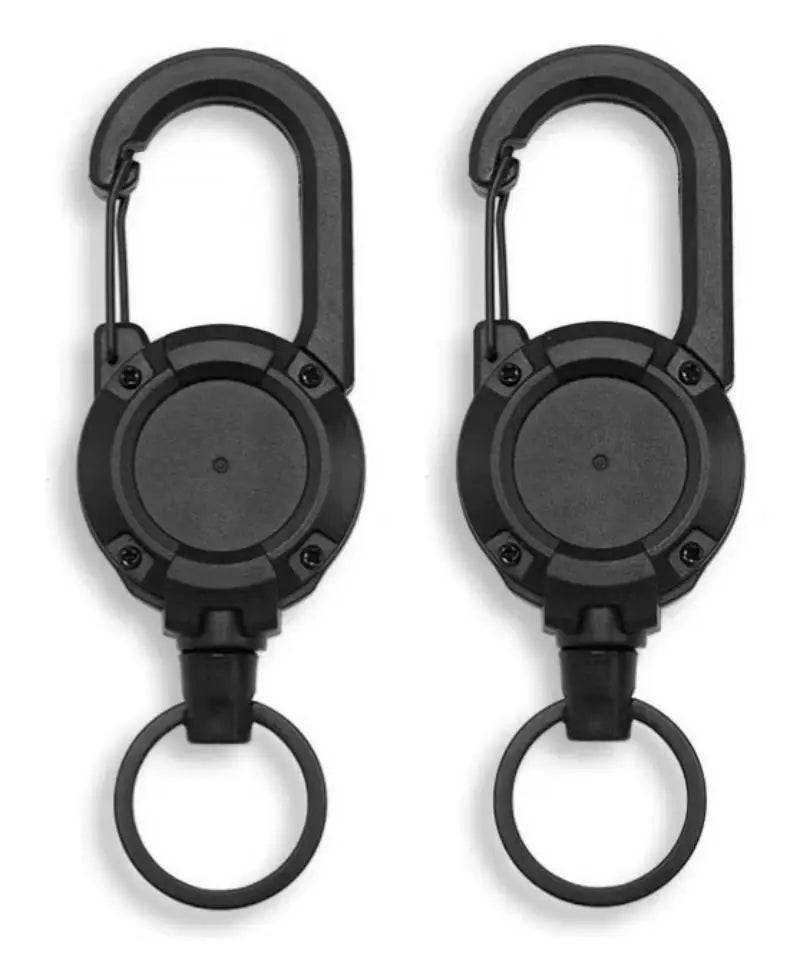 Retractable Heavy Duty Carabiner With Steel Wire Rope Buckle Key Ring
