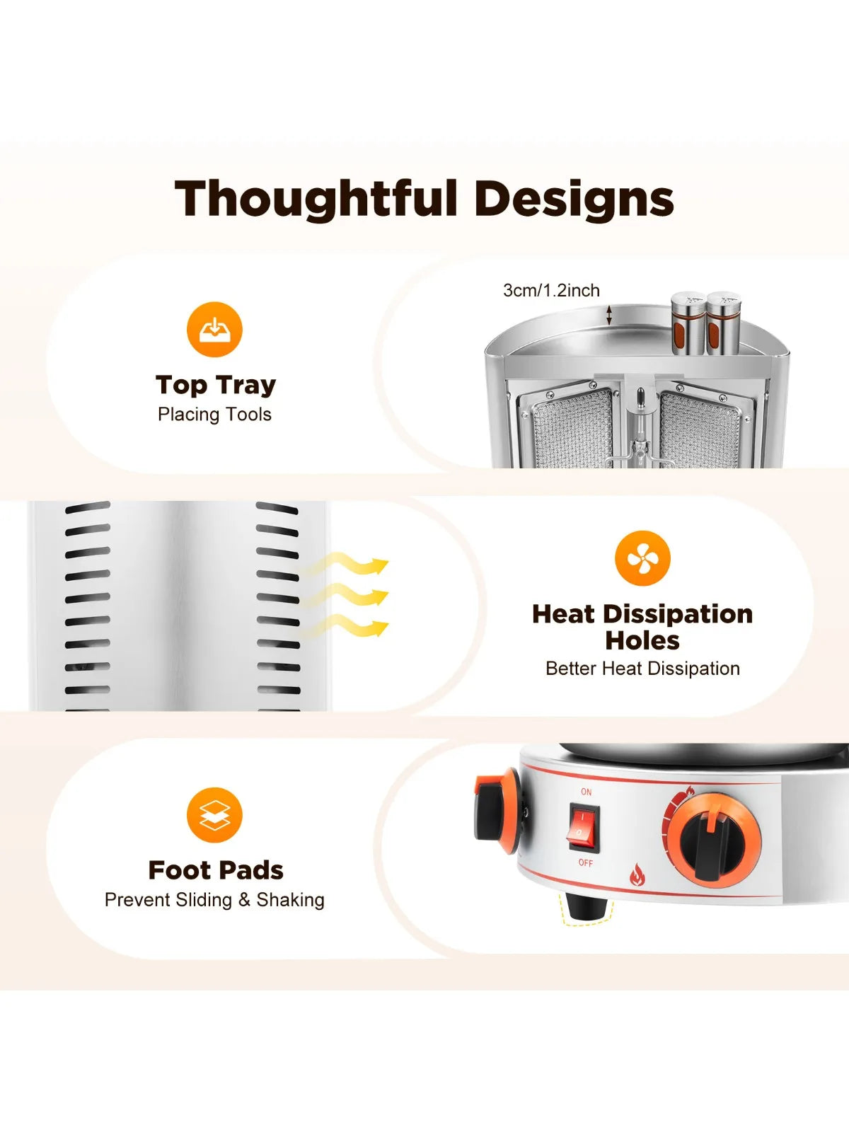 Electric Vertical Shawarma Rotating Gas Broiler Gyro Grill 2 Burners