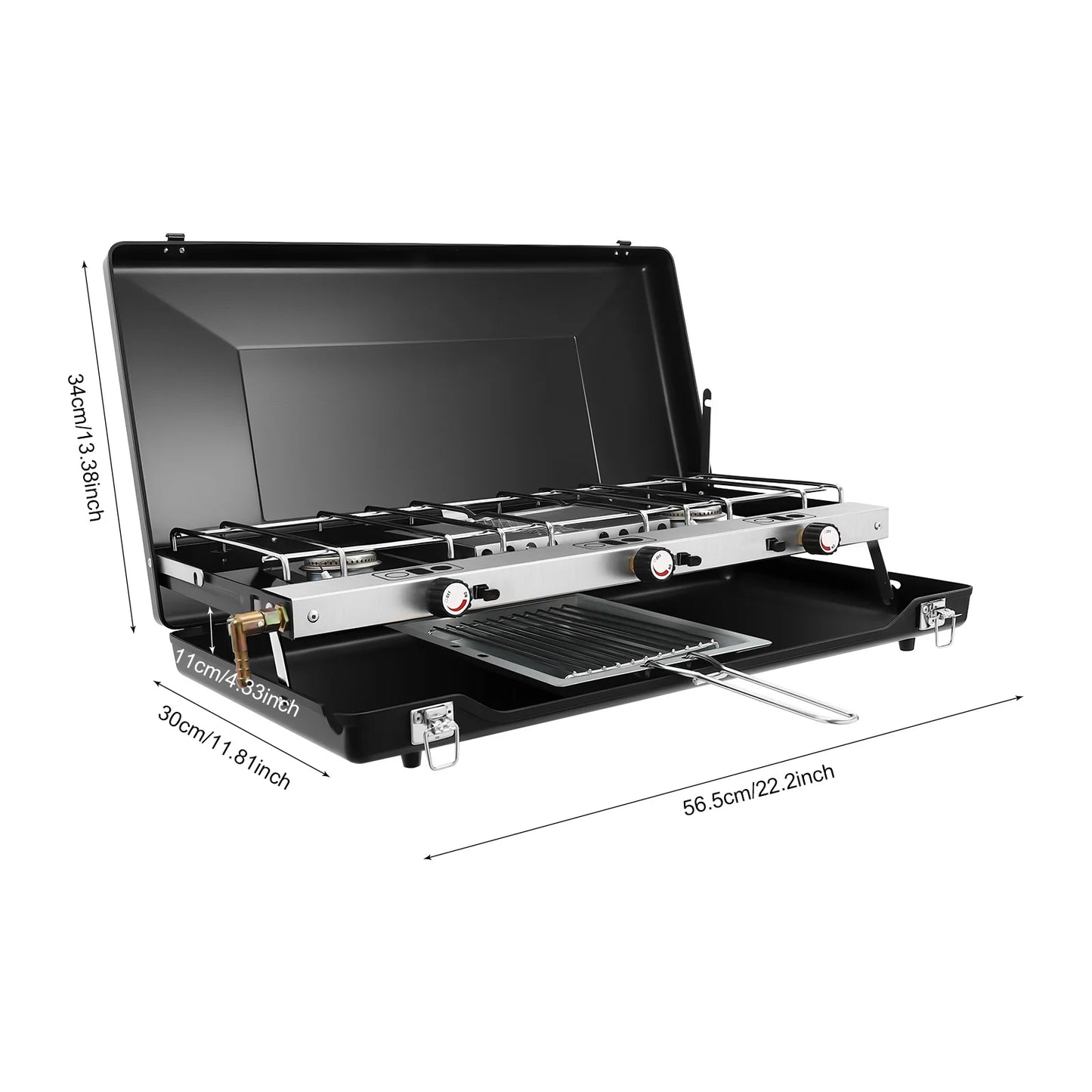 None Portable 3 Burner Gas Camping Stove Outdoor Grill