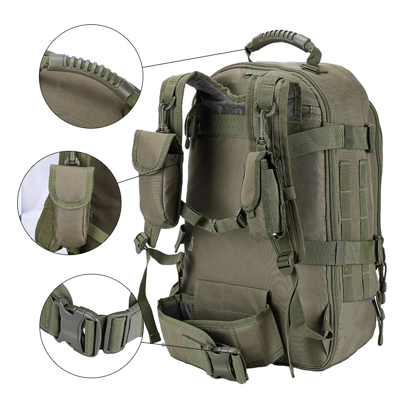 LQARMY Tactical Backpack Molle Expandable 3 Day Assault Pack Hiking