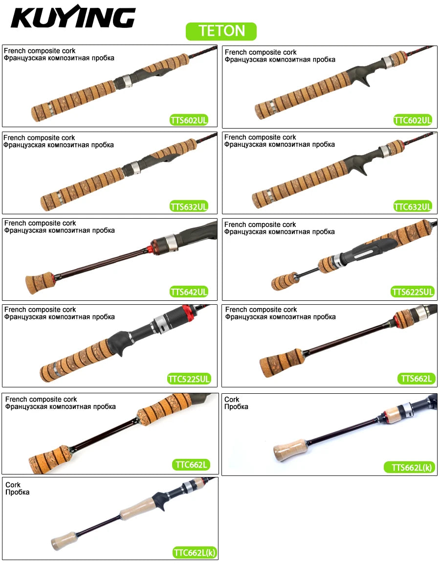 Kuying Teton Spinning Casting Rod Carbon 0.8-8g 1-8lb Fuji