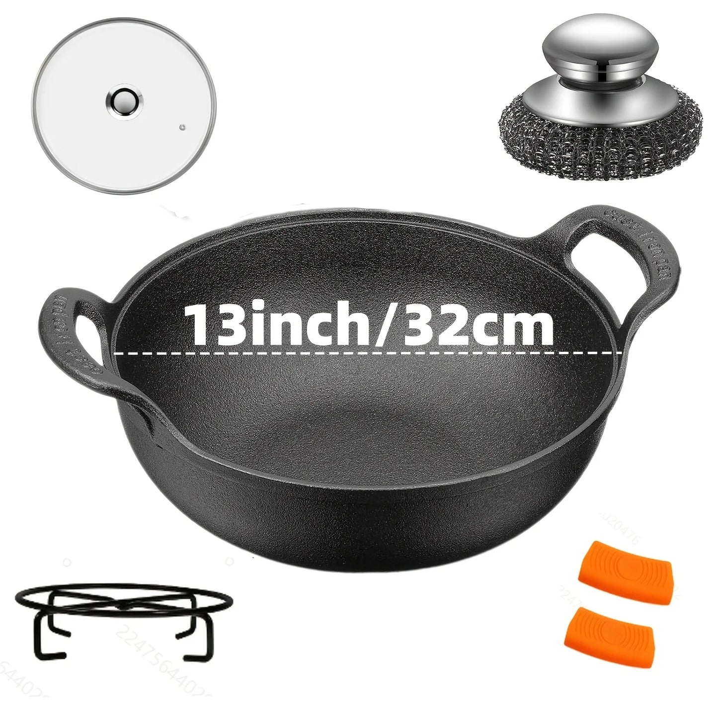 AEDG Cast Iron Skillet Set Preseasoned Heavy Duty Pans