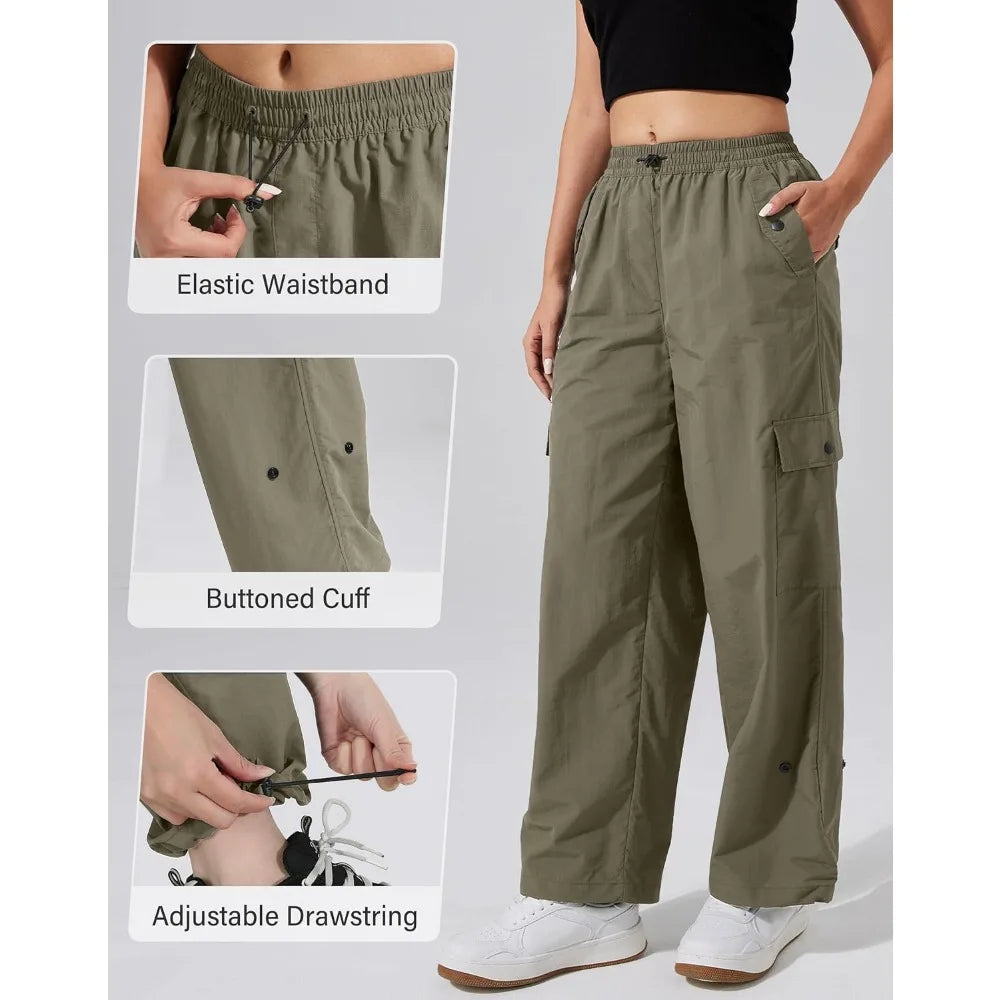 Pioneer Camp Womens Parachute Cargo Hiking Pants Quick Dry Baggy