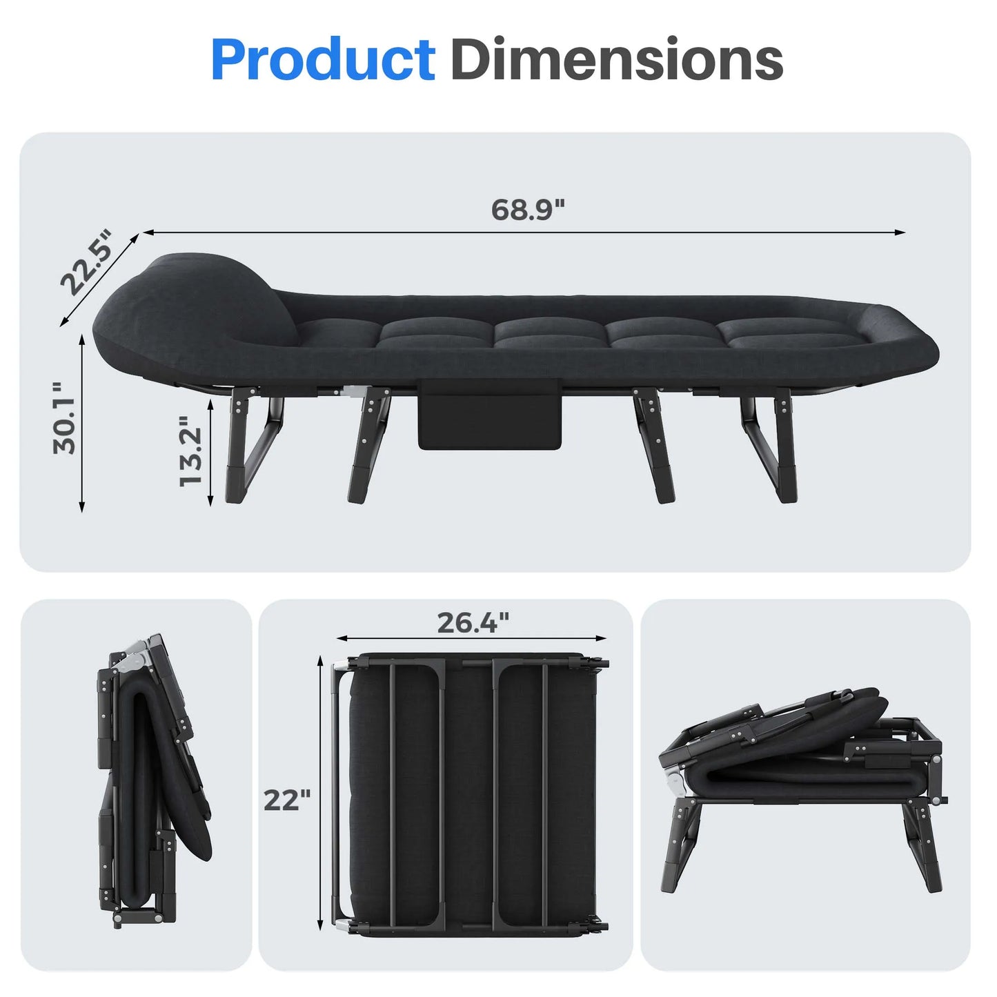 JHK Folding Camping Cot With Mattress Lightweight 450 Lb Capacity