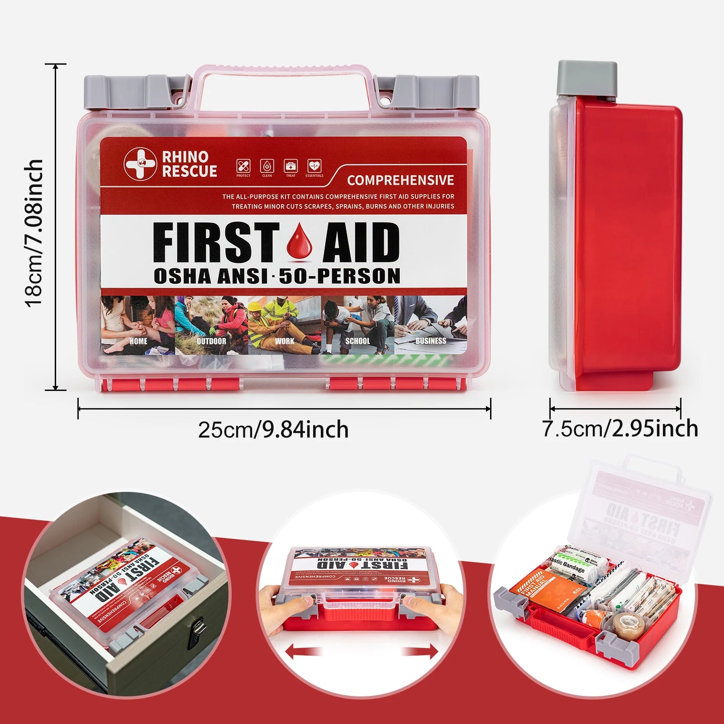 Rhino Rescue Comprehensive First Aid Kit for Home and Office