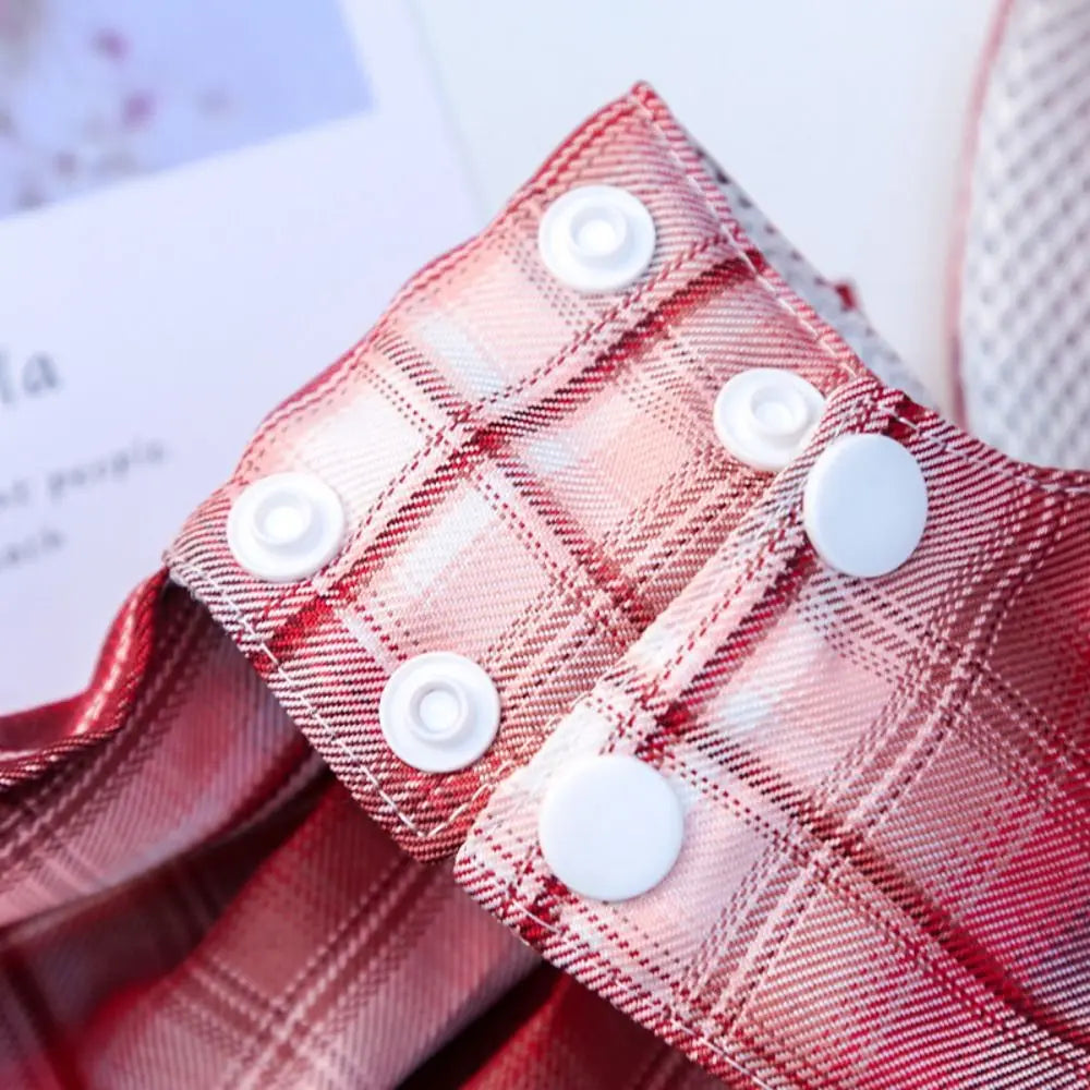 JK Style Pet Plaid Dacron Dress With Leash