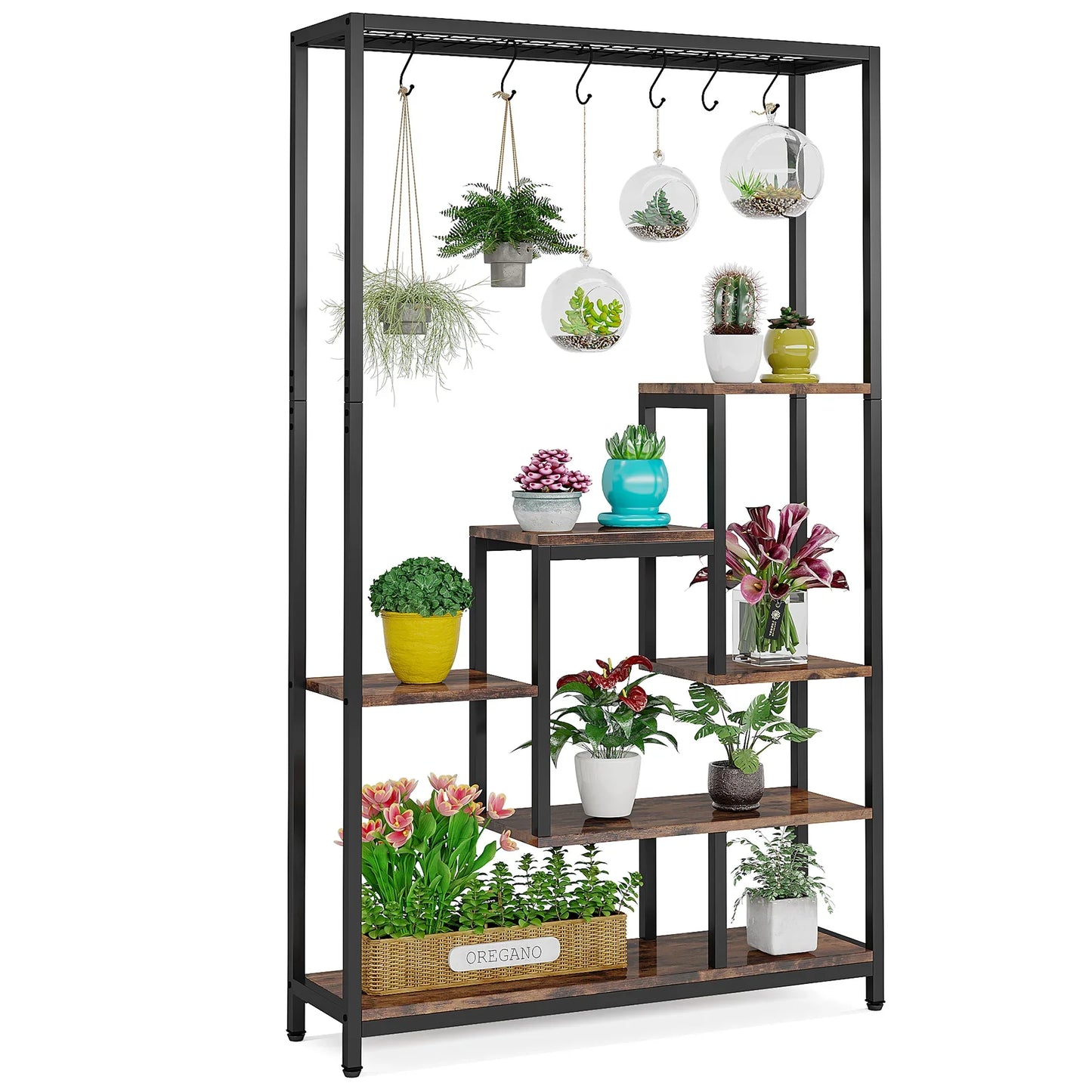 Tribesigns Five Tier Tall Indoor Plant Stand With Hooks