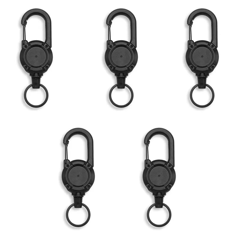 Retractable Heavy Duty Carabiner With Steel Wire Rope Buckle Key Ring