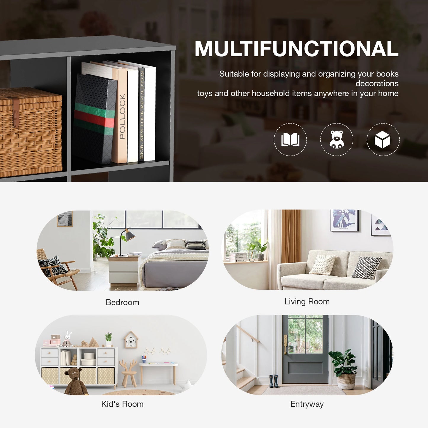 JHK 9 Cube Storage Organizer Wood Shelf Bookcase Living Room