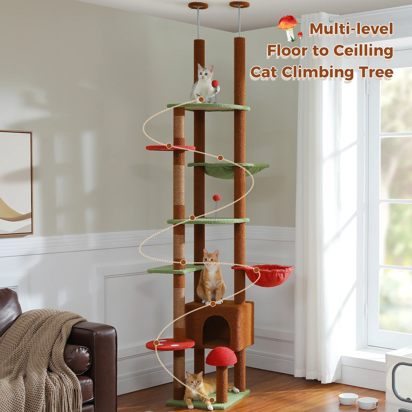 Petepala Adjustable Floor To Ceiling Cat Tree And Condo