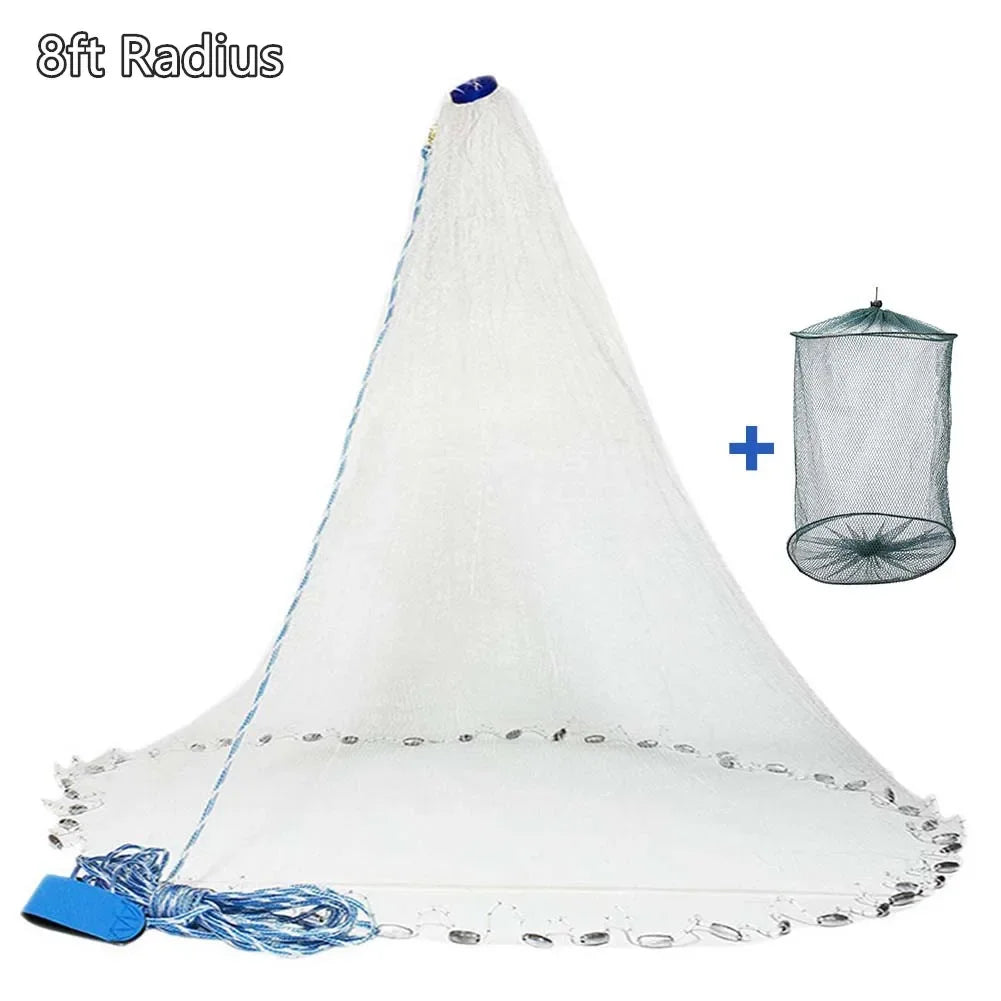 American Saltwater Cast Net for Bait With Heavy Zinc Sinker