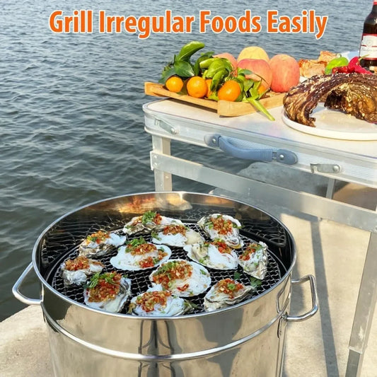Smokeless Charcoal Grill 360 Stainless Steel BBQ Barrel With Skewers