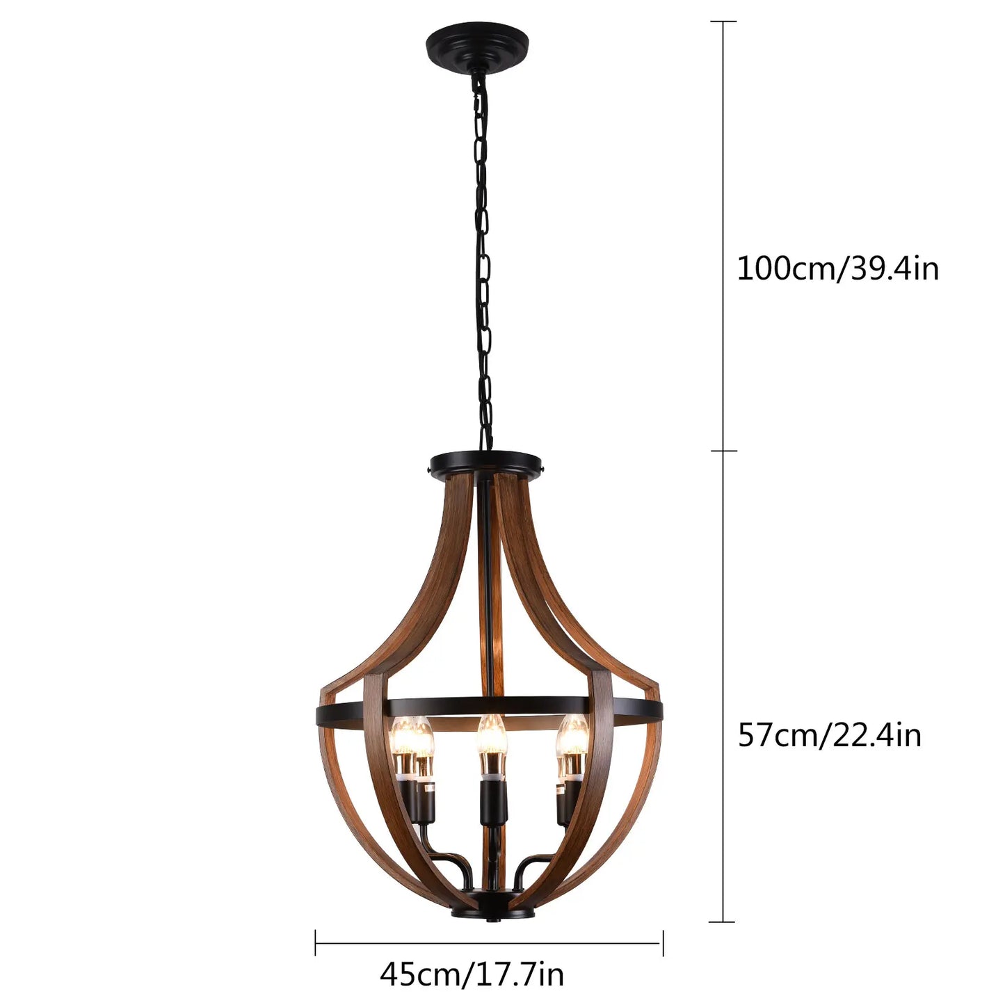 Modern Rustic Wood Pendant Light Fixture For Kitchen And Dining