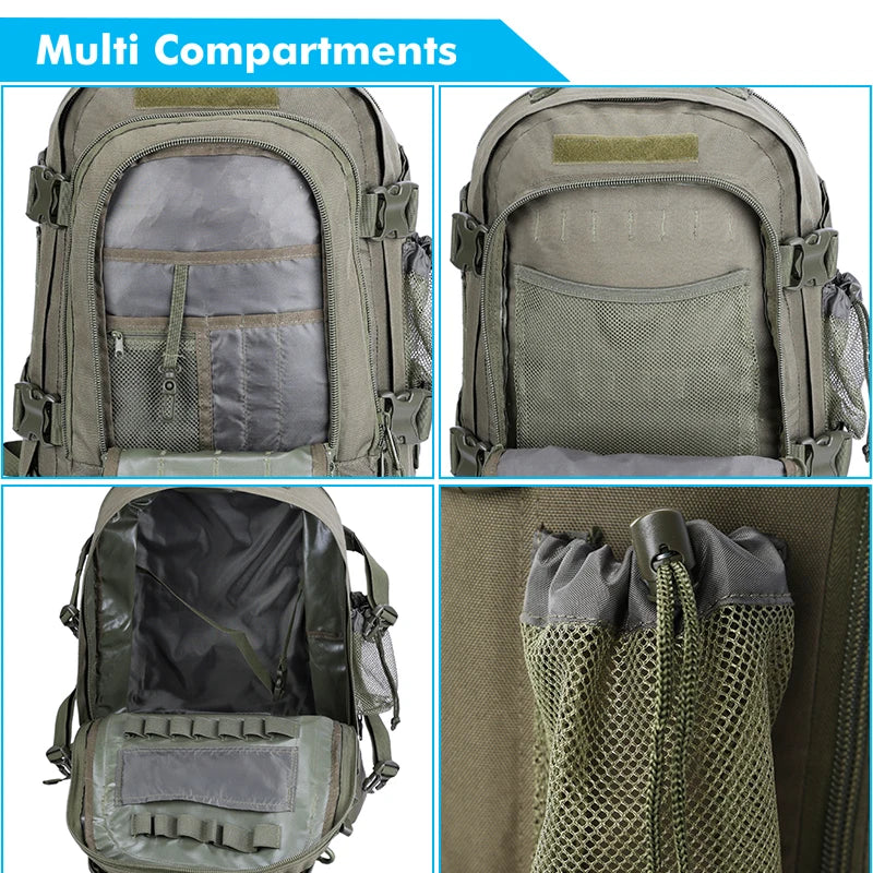 LQARMY Tactical Backpack Molle Expandable 3 Day Assault Pack Hiking