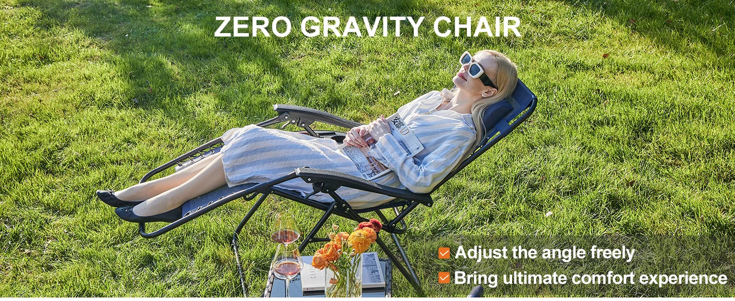 JHK Portable Zero Gravity Recliner Chairs With Cup Holder Trays
