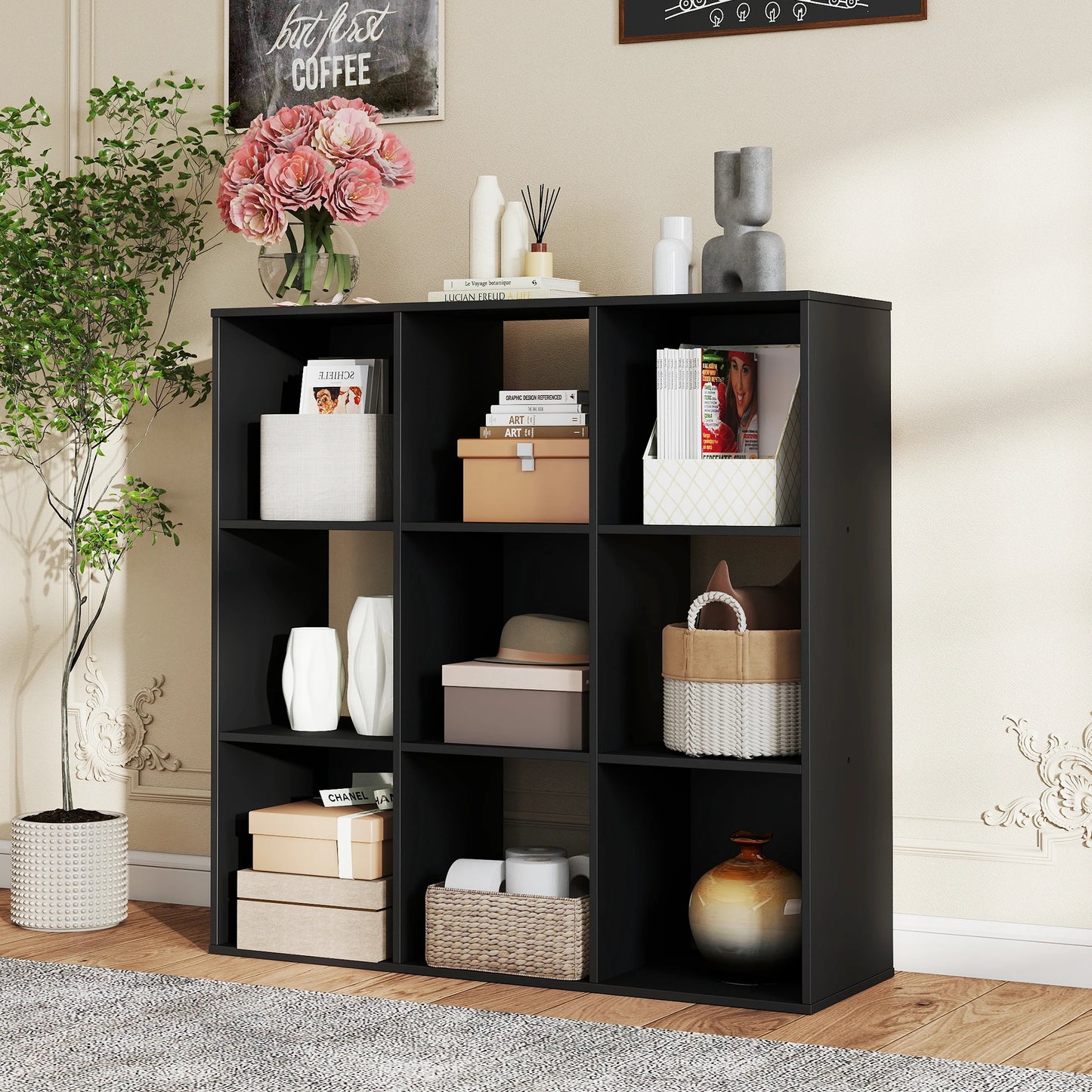 JHK 9 Cube Storage Organizer Wood Shelf Bookcase Living Room