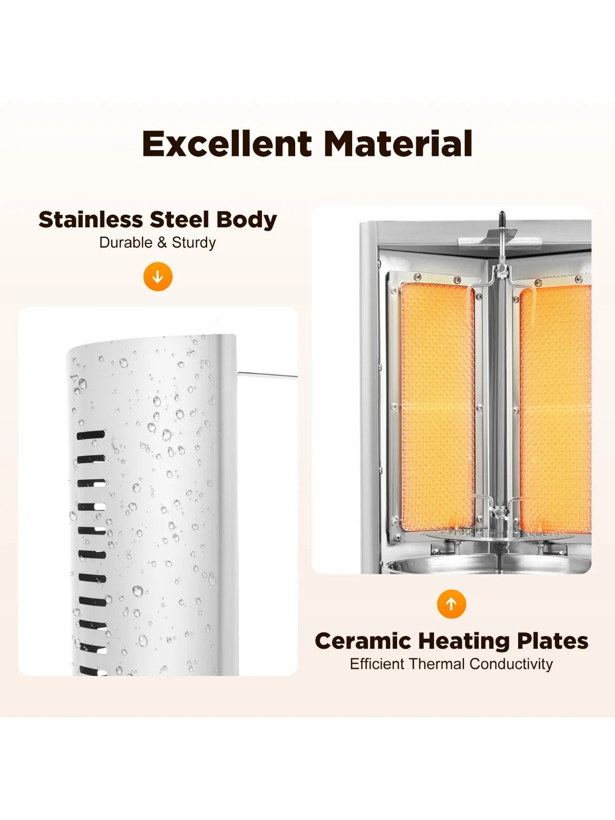 Electric Vertical Shawarma Rotating Gas Broiler Gyro Grill 2 Burners