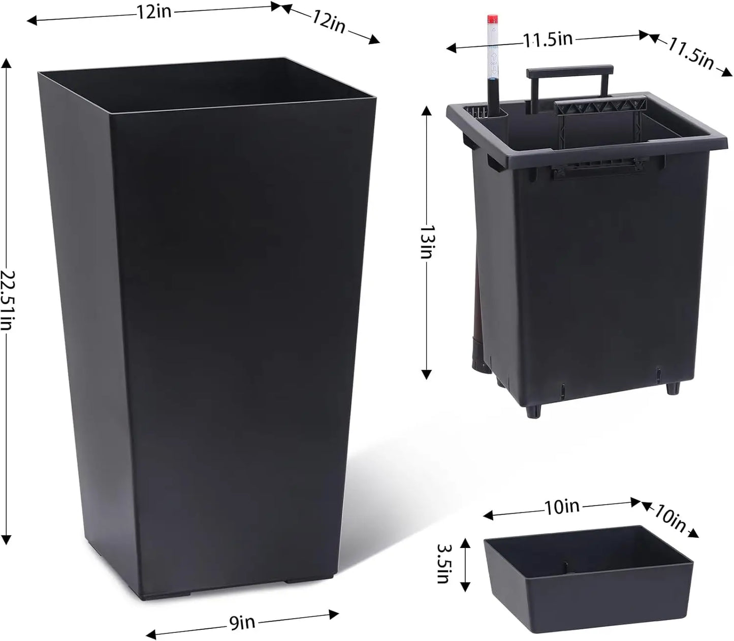 HobbyLane Indoor Outdoor Planter With Shelf Insert Self Absorbing Pots