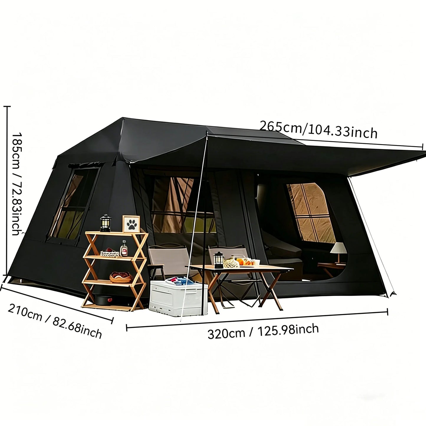 YC-15 Family Quick Setup Camping Tent with Front Awning