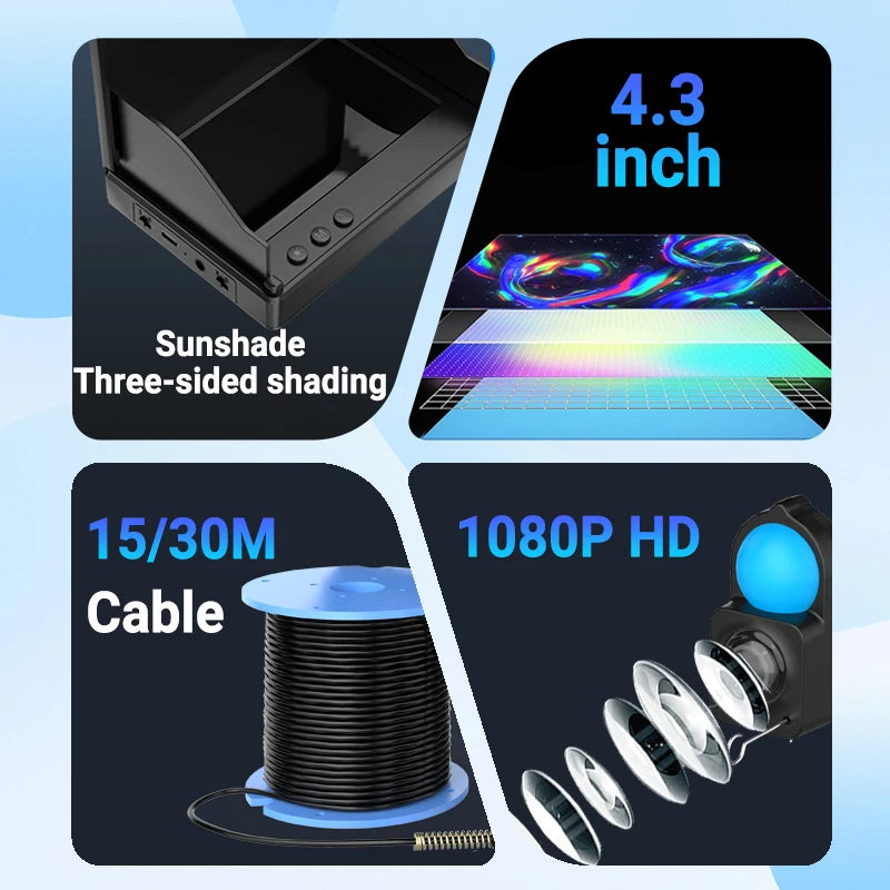 IP68 Waterproof Underwater Fishing Camera With Monitor And Night Vision