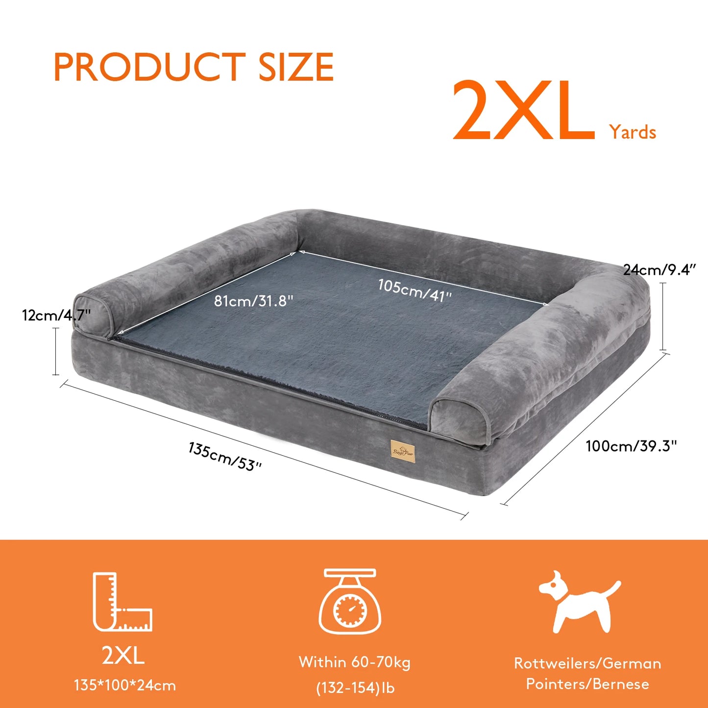 Bingopaw Extra Large Orthopedic Dog Bed With Washable Cover