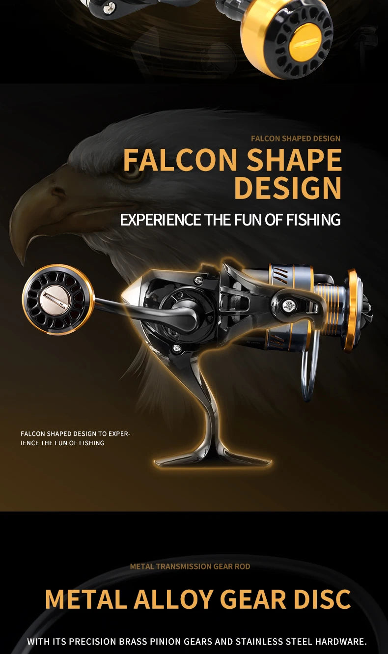 Rooblinos Spinning Fishing Reel High Speed Metal With 10Kg Drag