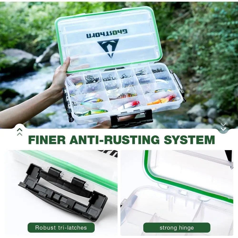 Waterproof Tackle Box Organizer With 3 Removable Dividers For Lures