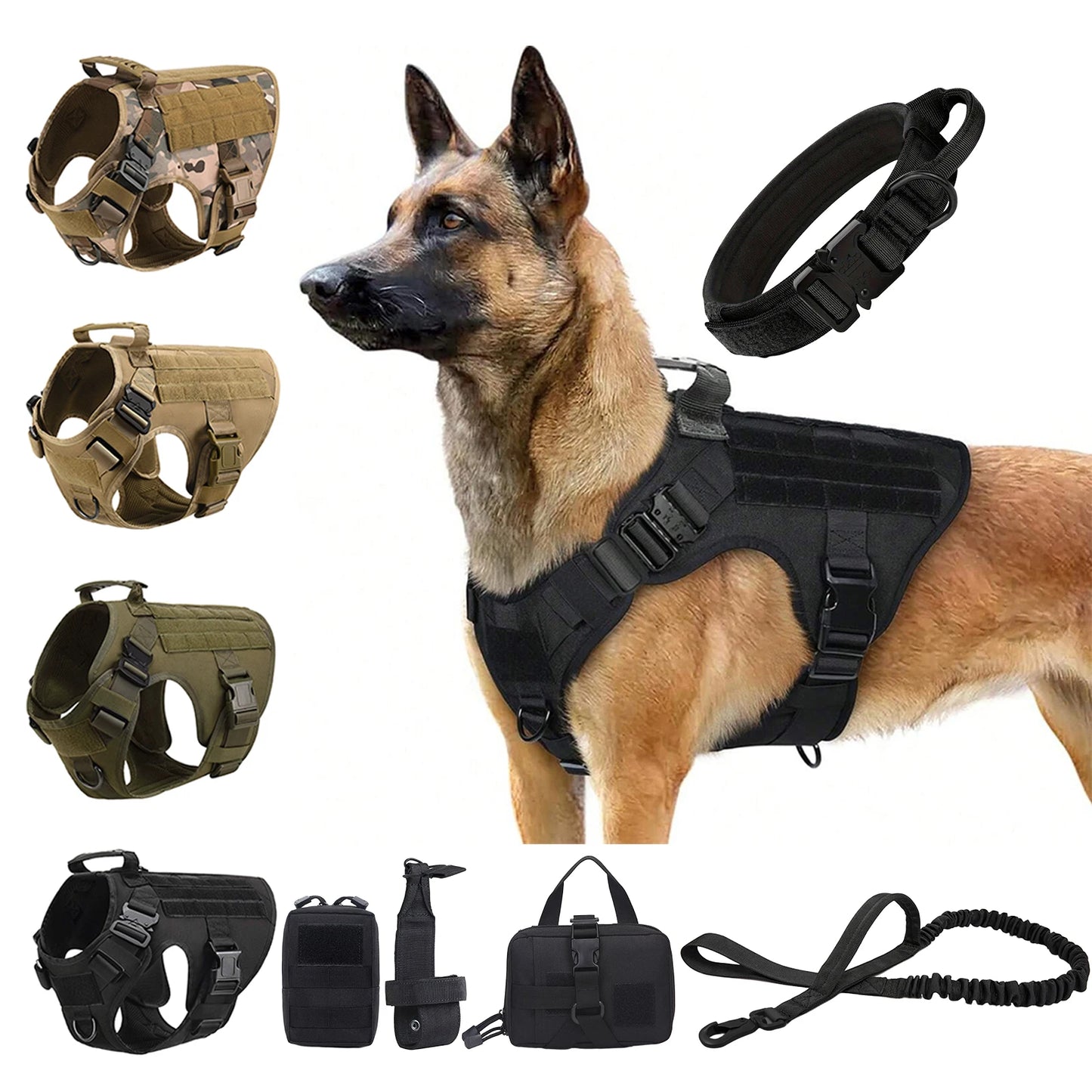 PETRAVELCN Tactical Dog Harness With Molle Pouches For Dogs