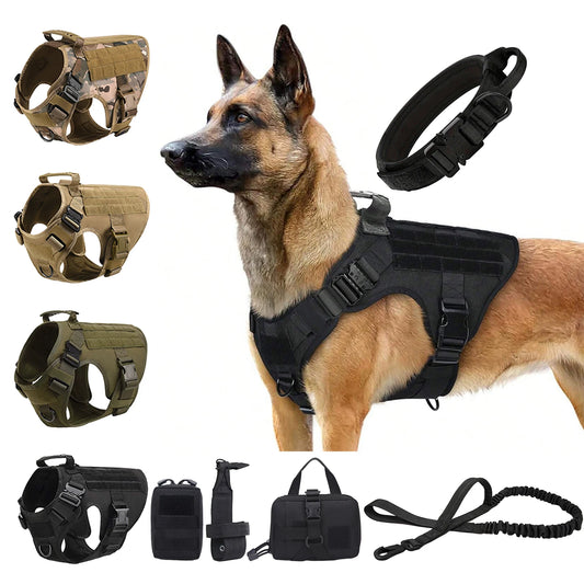 PETRAVELCN Tactical Dog Harness With Molle Pouches For Dogs