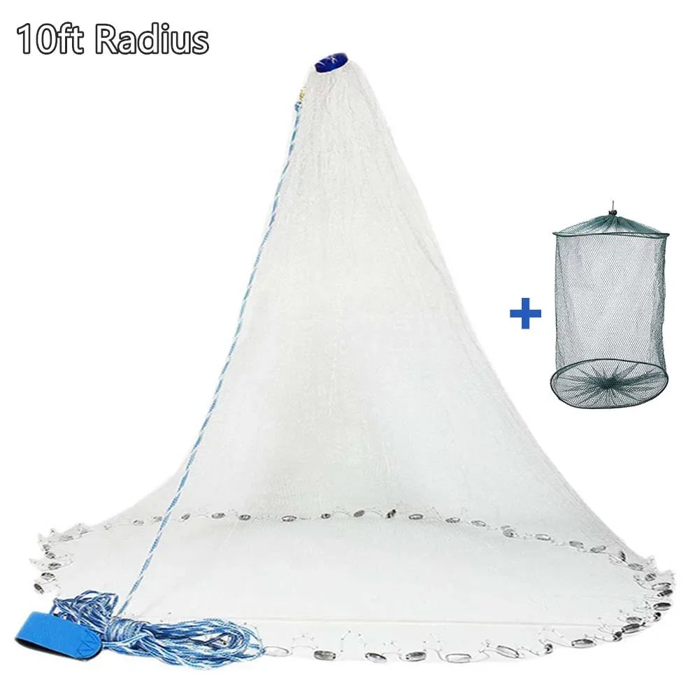 American Saltwater Cast Net for Bait With Heavy Zinc Sinker