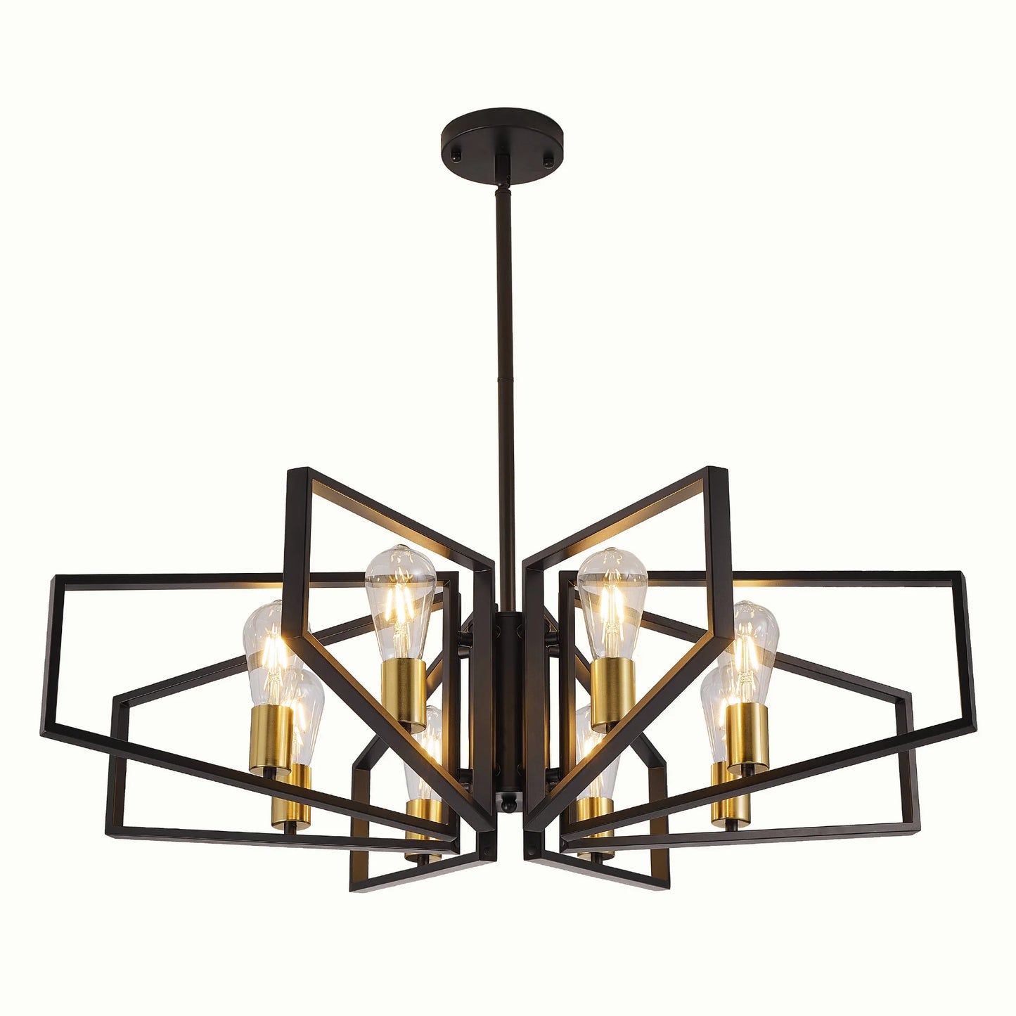 Geometric Eight Light Adjustable Chandelier With Metal Frame