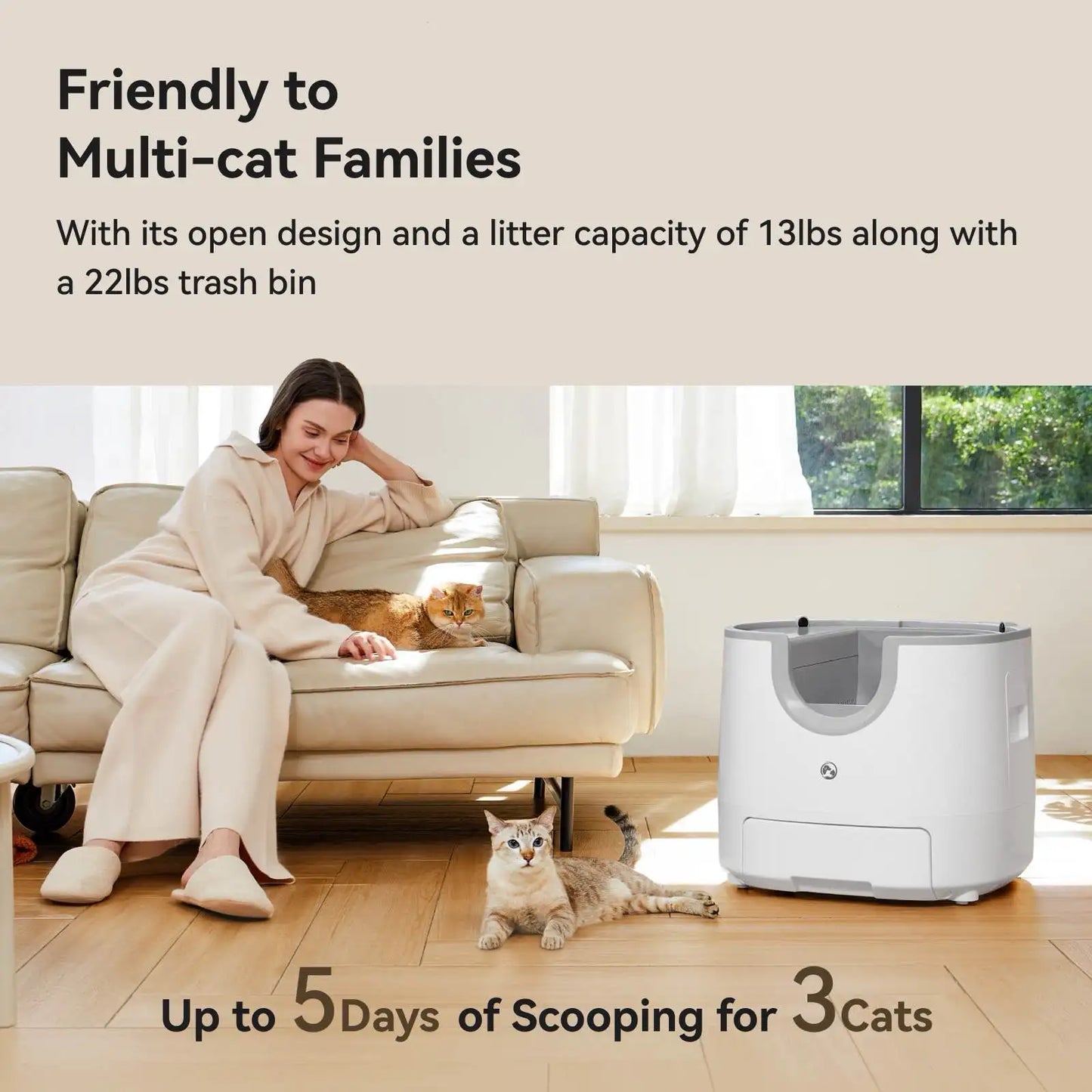 Furoomate Automatic Self Cleaning Cat Litter Box High Capacity