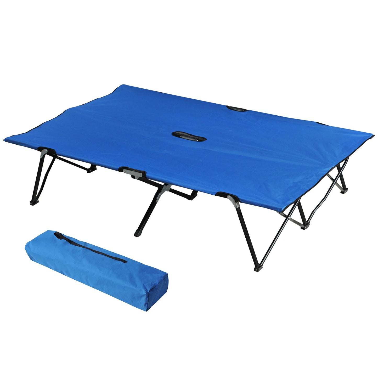 Outsunny Outdoor Double Camping Cot Foldable Bed With Carry Bag