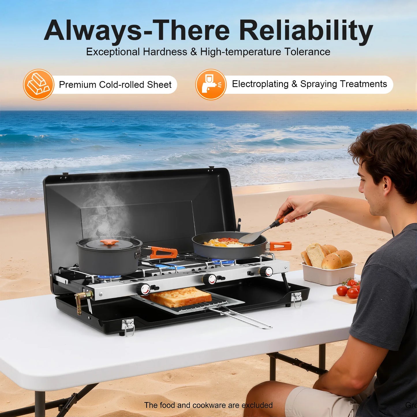 None Portable 3 Burner Gas Camping Stove Outdoor Grill